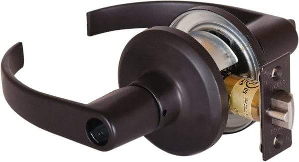Stanley - Grade 2 Office Lever Lockset - 2-3/8 & 2-3/4" Back Set, Brass Alloy, Oil Rubbed Bronze Finish - Exact Tool & Supply