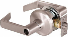 Stanley - Grade 2 Office Lever Lockset - 2-3/8 & 2-3/4" Back Set, Brass Alloy, Satin Nickel Finish - Exact Tool & Supply