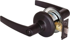 Stanley - Grade 2 Privacy Lever Lockset - 2-3/8 & 2-3/4" Back Set, Keyless Cylinder, Brass Alloy, Oil Rubbed Bronze Finish - Exact Tool & Supply