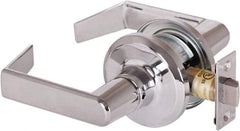 Stanley - Grade 2 Passage Lever Lockset - 2-3/8 & 2-3/4" Back Set, Keyless Cylinder, Brass Alloy, Bright Chrome Finish - Exact Tool & Supply