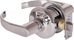 Stanley - Grade 2 Passage Lever Lockset - 2-3/8 & 2-3/4" Back Set, Keyless Cylinder, Brass Alloy, Bright Chrome Finish - Exact Tool & Supply