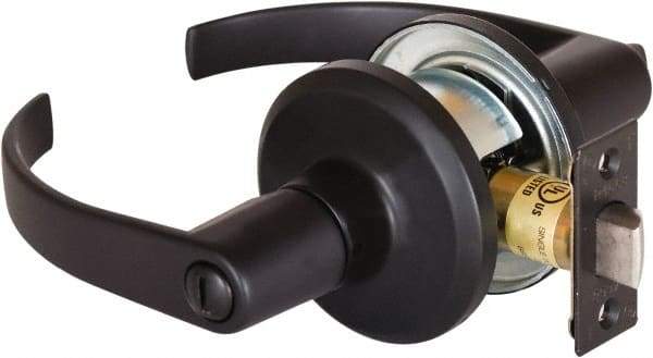 Stanley - Grade 2 Privacy Lever Lockset - 2-3/8 & 2-3/4" Back Set, Keyless Cylinder, Brass Alloy, Oil Rubbed Bronze Finish - Exact Tool & Supply