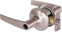 Stanley - Grade 2 Office Lever Lockset - 2-3/8 & 2-3/4" Back Set, Brass Alloy, Satin Nickel Finish - Exact Tool & Supply