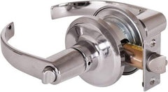 Stanley - Grade 2 Office Lever Lockset - 2-3/8 & 2-3/4" Back Set, Brass Alloy, Bright Chrome Finish - Exact Tool & Supply