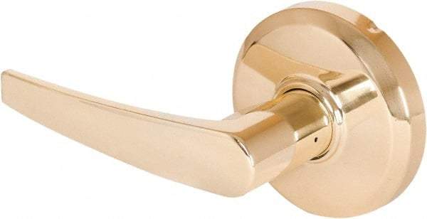 Stanley - Grade 2 Dummy Lever Lockset - 2-3/4" Back Set, Keyless Cylinder, Brass Alloy, Bright Brass Finish - Exact Tool & Supply