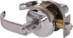 Stanley - Grade 2 Entrance Lever Lockset - 2-3/4" Back Set, Key In Lever Cylinder, Brass Alloy, Bright Chrome Finish - Exact Tool & Supply