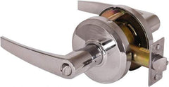 Stanley - Grade 2 Entrance Lever Lockset - 2-3/4" Back Set, Key In Lever Cylinder, Brass Alloy, Bright Chrome Finish - Exact Tool & Supply