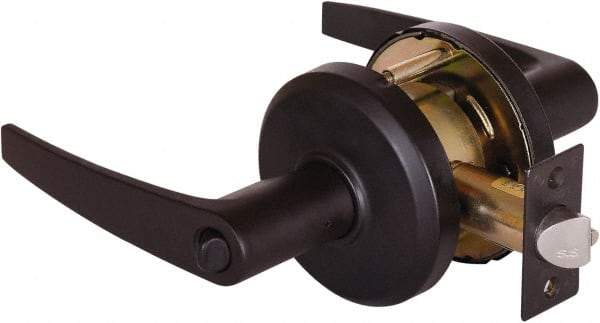 Stanley - Grade 2 Entrance Lever Lockset - 2-3/4" Back Set, Key In Lever Cylinder, Brass Alloy, Oil Rubbed Bronze Finish - Exact Tool & Supply