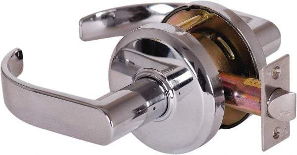 Stanley - Grade 2 Passage Lever Lockset - 2-3/4" Back Set, Keyless Cylinder, Brass Alloy, Bright Chrome Finish - Exact Tool & Supply