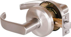 Stanley - Grade 2 Passage Lever Lockset - 2-3/4" Back Set, Keyless Cylinder, Brass Alloy, Nickel Finish - Exact Tool & Supply