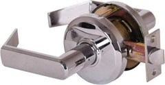 Stanley - Grade 2 Passage Lever Lockset - 2-3/4" Back Set, Keyless Cylinder, Brass Alloy, Bright Chrome Finish - Exact Tool & Supply