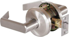 Stanley - Grade 2 Passage Lever Lockset - 2-3/4" Back Set, Keyless Cylinder, Brass Alloy, Nickel Finish - Exact Tool & Supply