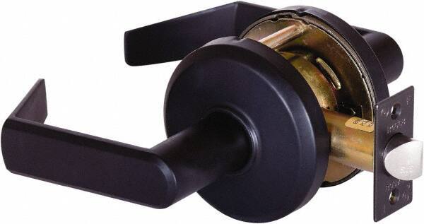 Stanley - Grade 2 Passage Lever Lockset - 2-3/4" Back Set, Keyless Cylinder, Brass Alloy, Oil Rubbed Bronze Finish - Exact Tool & Supply