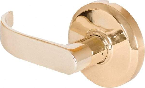 Stanley - Grade 2 Dummy Lever Lockset - 2-3/4" Back Set, Keyless Cylinder, Brass Alloy, Bright Brass Finish - Exact Tool & Supply
