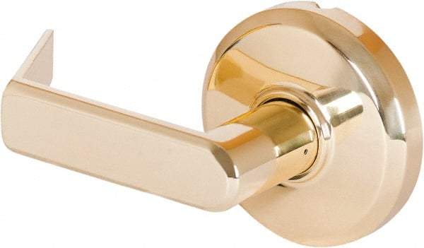 Stanley - Grade 2 Dummy Lever Lockset - 2-3/4" Back Set, Keyless Cylinder, Brass Alloy, Bright Brass Finish - Exact Tool & Supply