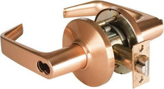 Best - Grade 1 Entrance Lever Lockset - 2-3/4" Back Set, Key In Lever Cylinder, Brass Alloy, Satin Bronze Finish - Exact Tool & Supply