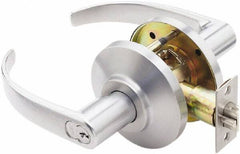 Best - Grade 2 Storeroom Lever Lockset - 2-3/4" Back Set, Key In Lever Cylinder, Brass Alloy, Satin Chrome Finish - Exact Tool & Supply