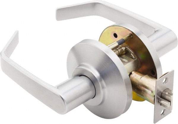 Best - Grade 2 Passage Lever Lockset - 2-3/4" Back Set, Keyless Cylinder, Brass Alloy, Satin Chrome Finish - Exact Tool & Supply