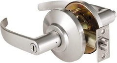 Best - Grade 2 Privacy Lever Lockset - 2-3/4" Back Set, Keyless Cylinder, Brass Alloy, Satin Chrome Finish - Exact Tool & Supply