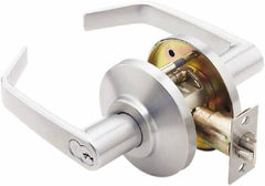 Best - Grade 2 Entrance Lever Lockset - 2-3/4" Back Set, Key In Lever Cylinder, Brass Alloy, Satin Chrome Finish - Exact Tool & Supply