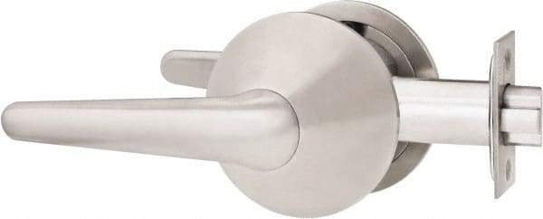 Stanley - Grade 1 Passage Lever Lockset - 2-3/4" Back Set, Keyless Cylinder, Brass Alloy, Stainless Steel Finish - Exact Tool & Supply