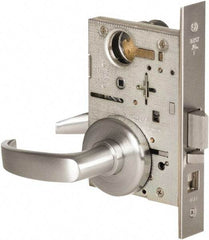 Best - Grade 1 Office Lever Lockset - 2-3/4" Back Set, Keyless Cylinder, Brass Alloy, Satin Chrome Finish - Exact Tool & Supply