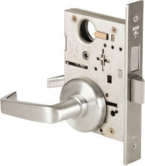 Best - Grade 1 Privacy Lever Lockset - 2-3/4" Back Set, Keyless Cylinder, Brass Alloy, Satin Chrome Finish - Exact Tool & Supply