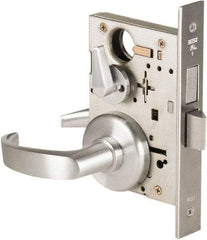 Best - Grade 1 Privacy Lever Lockset - 2-3/4" Back Set, Keyless Cylinder, Brass Alloy, Satin Chrome Finish - Exact Tool & Supply