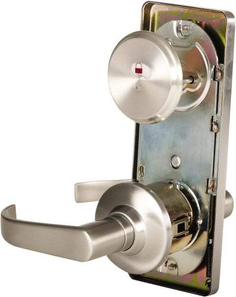 Stanley - Grade 2 Passage Lever Lockset - 2-3/4" Back Set, Keyless Cylinder, Brass Alloy, Nickel Finish - Exact Tool & Supply