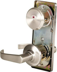 Stanley - Grade 2 Passage Lever Lockset - 2-3/4" Back Set, Keyless Cylinder, Brass Alloy, Nickel Finish - Exact Tool & Supply