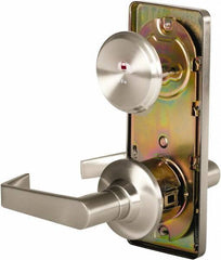 Stanley - Grade 2 Passage Lever Lockset - 2-3/4" Back Set, Keyless Cylinder, Brass Alloy, Nickel Finish - Exact Tool & Supply