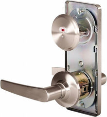 Stanley - Grade 2 Passage Lever Lockset - 2-3/4" Back Set, Keyless Cylinder, Brass Alloy, Nickel Finish - Exact Tool & Supply
