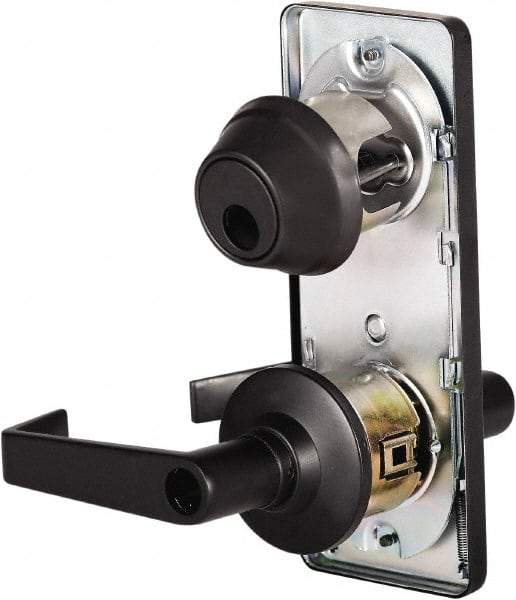 Stanley - Grade 2 Entry Lever Lockset - 2-3/4" Back Set, Key In Lever Cylinder, Brass Alloy, Oil Rubbed Bronze Finish - Exact Tool & Supply