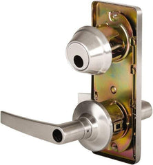 Stanley - Grade 2 Entry Lever Lockset - 2-3/4" Back Set, Key In Lever Cylinder, Brass Alloy, Satin Chrome Finish - Exact Tool & Supply