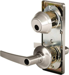 Stanley - Grade 2 Entry Lever Lockset - 2-3/4" Back Set, Key In Lever Cylinder, Brass Alloy, Nickel Finish - Exact Tool & Supply