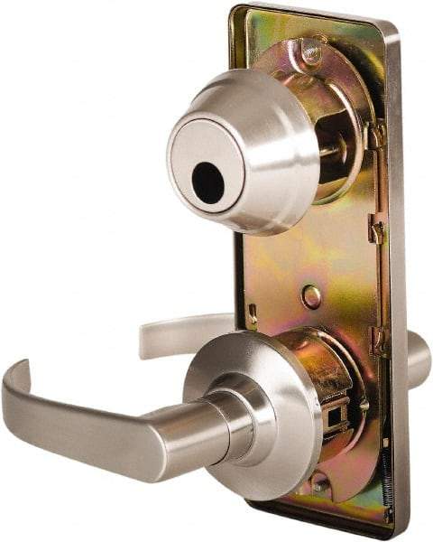 Stanley - Grade 2 Passage Lever Lockset - 2-3/4" Back Set, Keyless Cylinder, Brass Alloy, Nickel Finish - Exact Tool & Supply