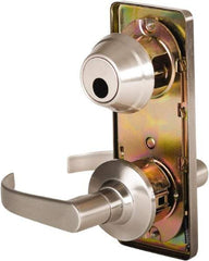 Stanley - Grade 2 Passage Lever Lockset - 2-3/4" Back Set, Keyless Cylinder, Brass Alloy, Nickel Finish - Exact Tool & Supply