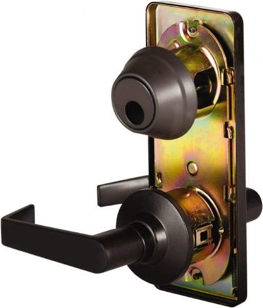 Stanley - Grade 2 Passage Lever Lockset - 2-3/4" Back Set, Keyless Cylinder, Brass Alloy, Oil Rubbed Bronze Finish - Exact Tool & Supply