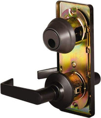Stanley - Grade 2 Passage Lever Lockset - 2-3/4" Back Set, Keyless Cylinder, Brass Alloy, Oil Rubbed Bronze Finish - Exact Tool & Supply