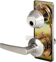 Stanley - Grade 2 Passage Lever Lockset - 2-3/4" Back Set, Keyless Cylinder, Brass Alloy, Satin Chrome Finish - Exact Tool & Supply