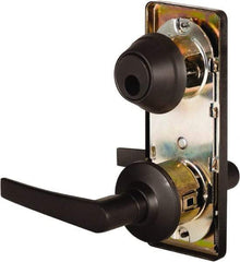 Stanley - Grade 2 Passage Lever Lockset - 2-3/4" Back Set, Keyless Cylinder, Brass Alloy, Oil Rubbed Bronze Finish - Exact Tool & Supply