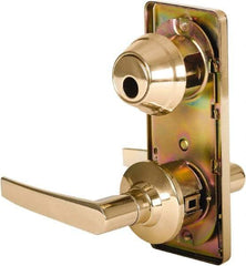 Stanley - Grade 2 Passage Lever Lockset - 2-3/4" Back Set, Keyless Cylinder, Brass Alloy, Bright Brass Finish - Exact Tool & Supply