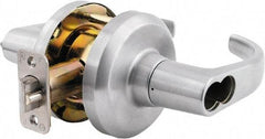 Stanley - Grade 1 Classroom Lever Lockset - 2-3/4" Back Set, Key In Lever Cylinder, Brass Alloy, Satin Chrome Finish - Exact Tool & Supply