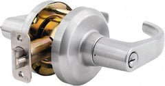 Stanley - Grade 1 Entrance Lever Lockset - 2-3/4" Back Set, Key In Lever Cylinder, Brass Alloy, Satin Chrome Finish - Exact Tool & Supply