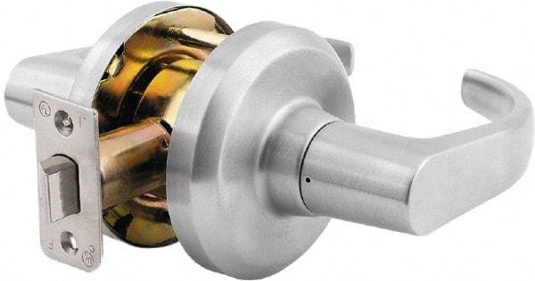 Stanley - Grade 1 Passage Lever Lockset - 2-3/4" Back Set, Keyless Cylinder, Brass Alloy, Satin Chrome Finish - Exact Tool & Supply