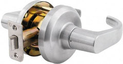 Stanley - Grade 1 Passage Lever Lockset - 2-3/4" Back Set, Keyless Cylinder, Brass Alloy, Satin Chrome Finish - Exact Tool & Supply