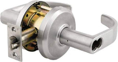 Stanley - Grade 2 Entrance Lever Lockset - 2-3/4" Back Set, Key In Lever Cylinder, Brass Alloy, Satin Chrome Finish - Exact Tool & Supply