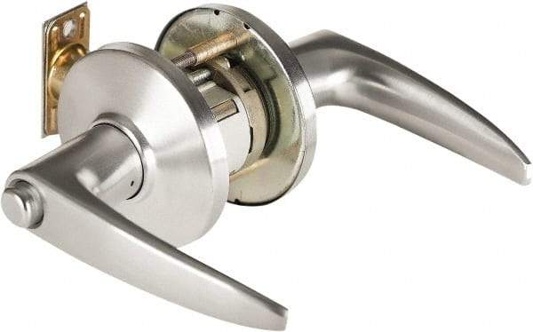 Best - Grade 1 Passage Lever Lockset - 2-3/4" Back Set, Keyless Cylinder, Brass Alloy, Satin Chrome Finish - Exact Tool & Supply