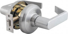 Stanley - Grade 1 Passage Lever Lockset - 2-3/4" Back Set, Keyless Cylinder, Brass Alloy, Satin Chrome Finish - Exact Tool & Supply