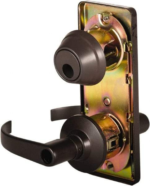 Stanley - Grade 2 Entry Lever Lockset - 2-3/4" Back Set, Key In Lever Cylinder, Brass Alloy, Oil Rubbed Bronze Finish - Exact Tool & Supply